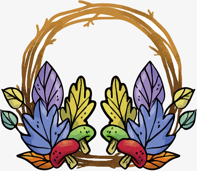 紫色树叶手绘标题框