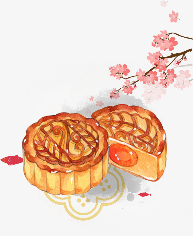 中秋月饼团圆蛋黄手绘中秋节