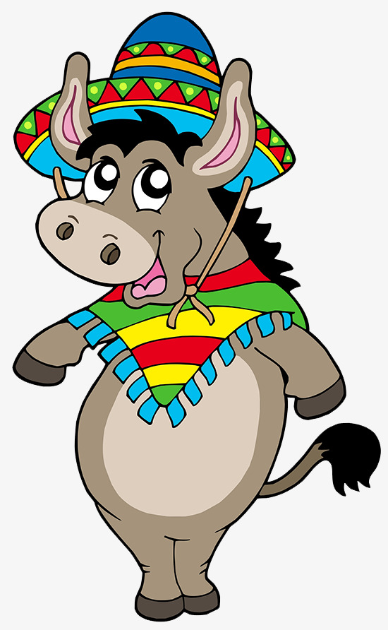 头戴彩色帽子卡通骡子