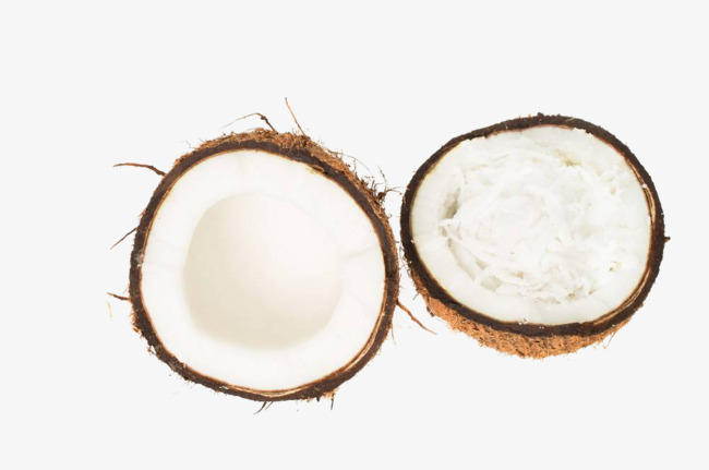 打开两半的椰子