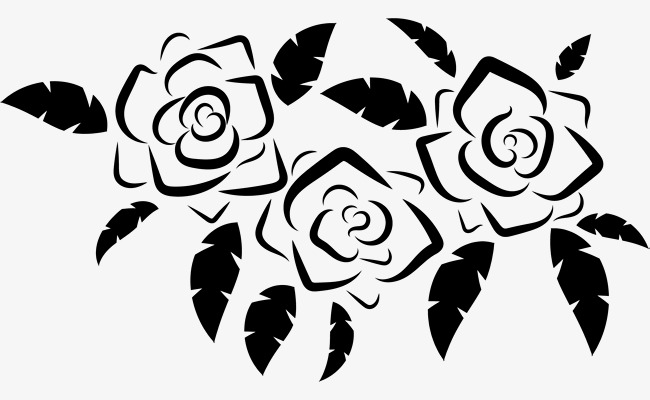 手绘黑色花瓣花朵