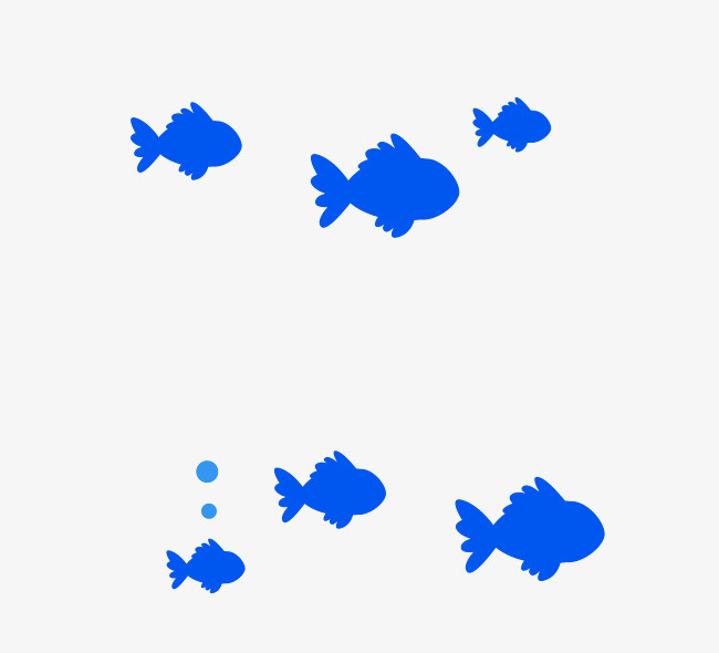 矢量卡通蓝色鱼儿剪影png