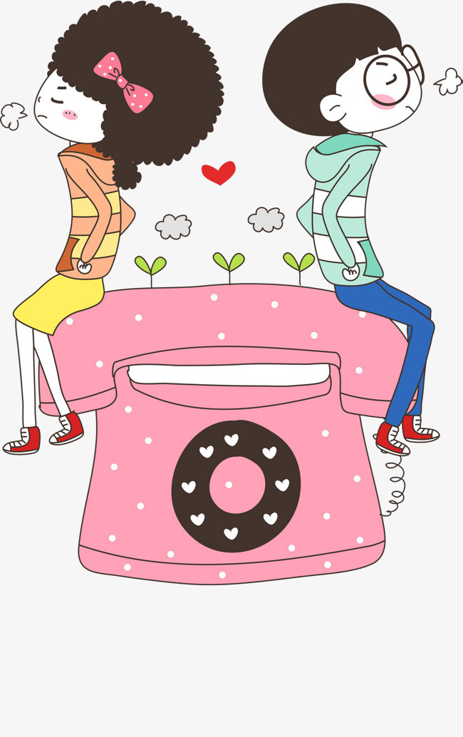 坐在电话上的情侣