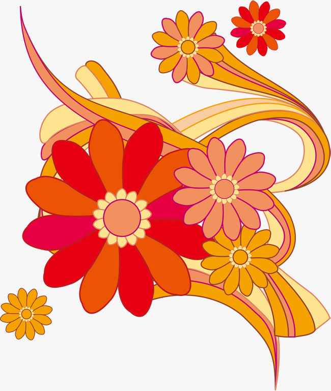 橙色复古花纹