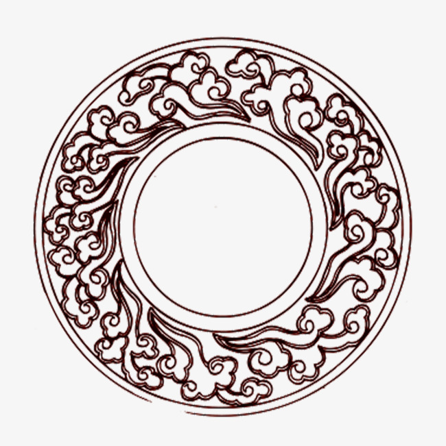 深红色方形古风传统复古花纹边框花纹免扣装饰元素