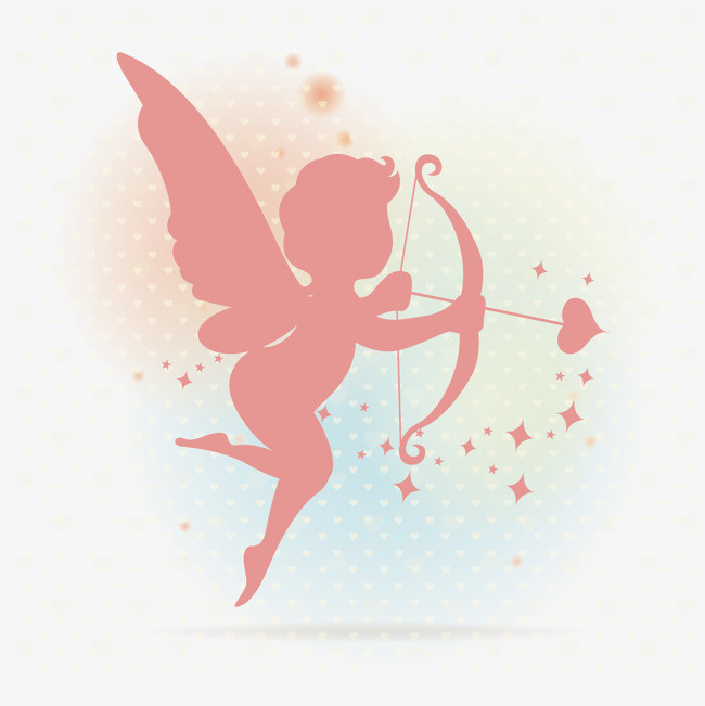 纯手绘插画情人节爱情爱神丘比特射箭