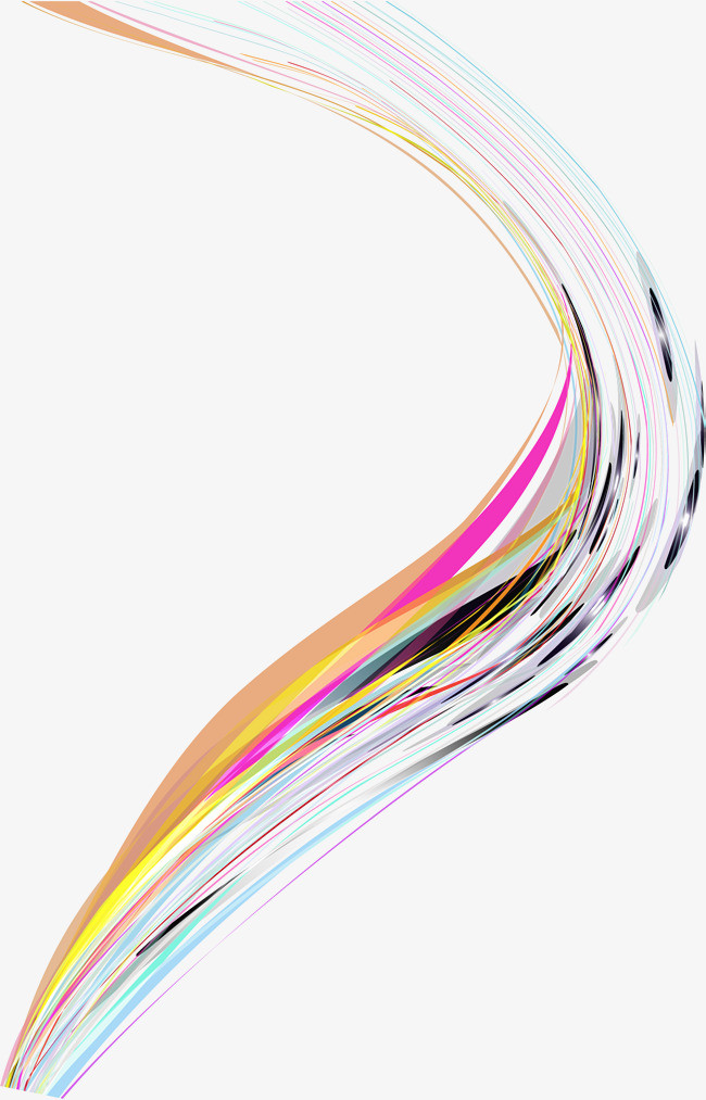 手绘多彩弧线线条