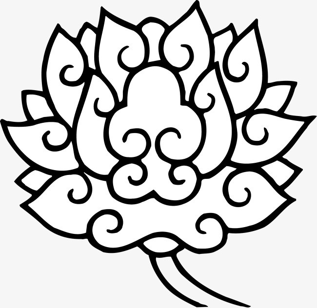 黑白莲花png素材-90设计
