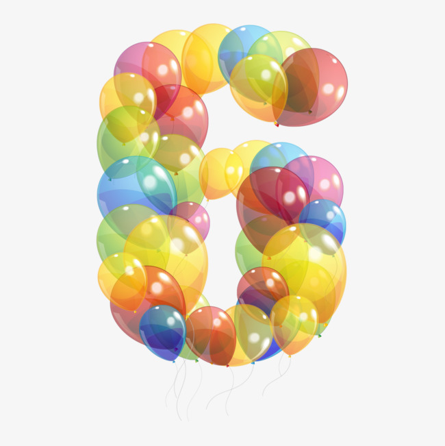 创意流体数字6艺术字彩色炫酷倒计时卡通字