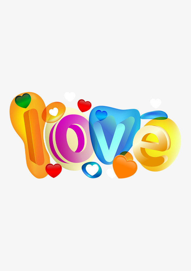 彩色love英文创意字体设计