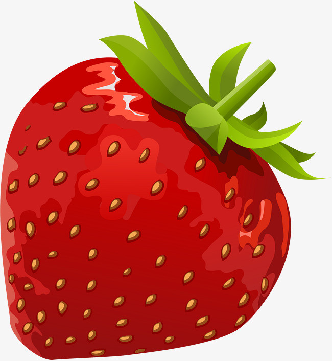 手绘卡通水果红色奶油草莓片插画设计