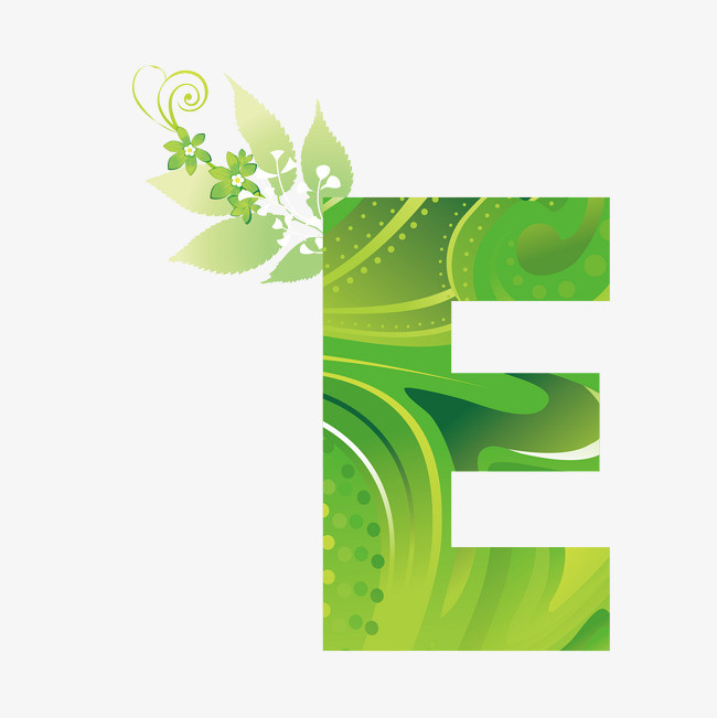 植物花卉创意字母e
