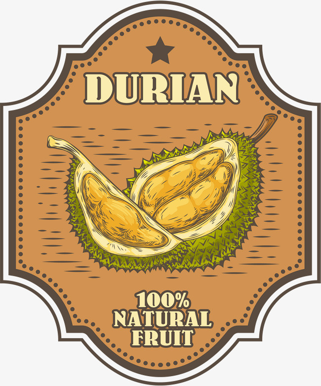 水果榴莲复古标签