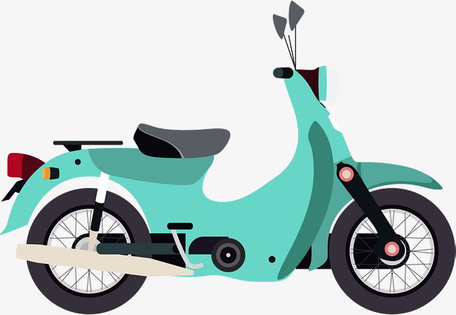 蓝色卡通矢量摩托车