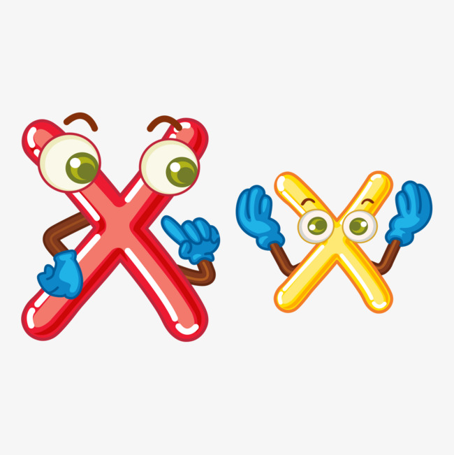 彩色卡通字母x