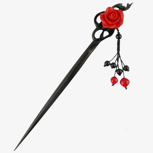 大红花_古风发饰之大红花簪子png素材-90设计