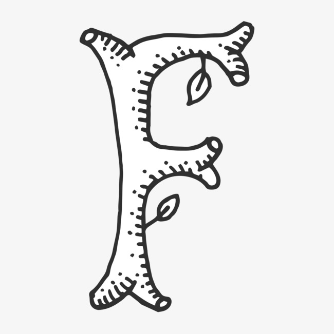 手绘花纹字母f