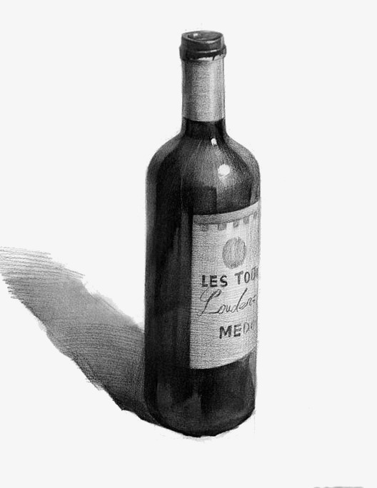 素描红酒葡萄酒酒瓶