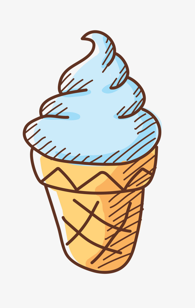 矢量手绘水彩逼真冰激凌
