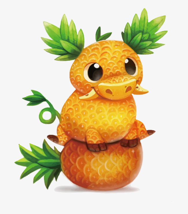 夏日矢量手绘菠萝凤梨素材