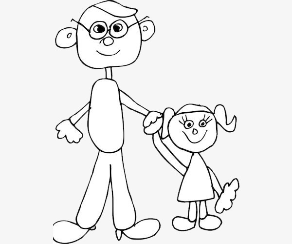 牵着女儿手的爸爸