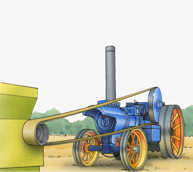 二十四节气之芒种农民开拖拉机收割小麦手绘免抠元素