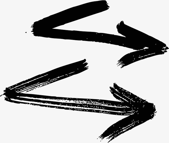 矢量图手绘黑色指向性箭头