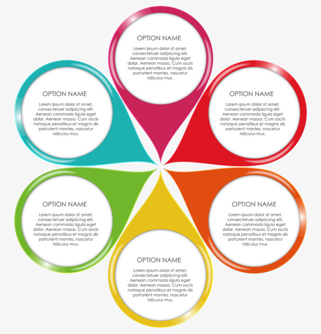 彩色六瓣花ppt图表