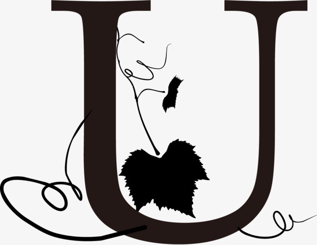 黑色树叶装饰字母u