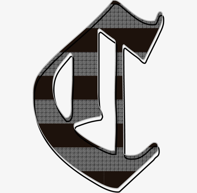 黑灰条纹花体复古英文字母c