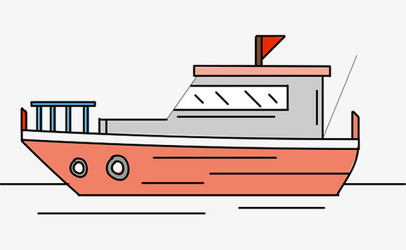 六一儿童节卡通红色豪华游艇船只装饰