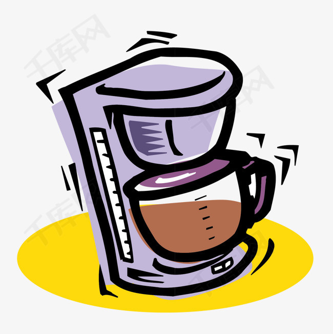 卡通紫色咖啡壶矢量