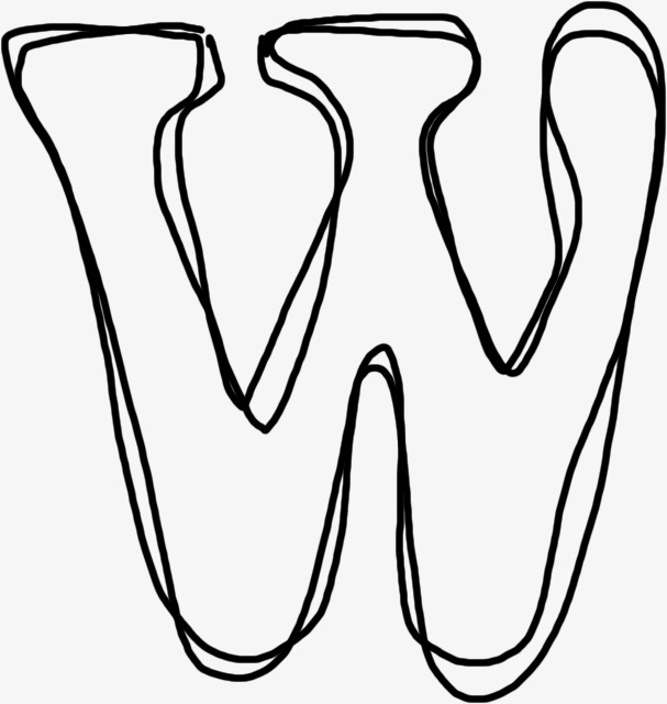 手绘线描英文字母w