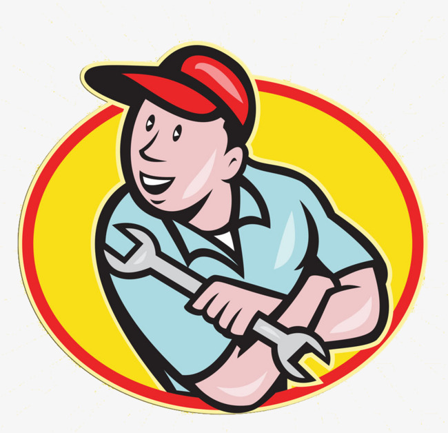 卡通双手抱胸的维修工人