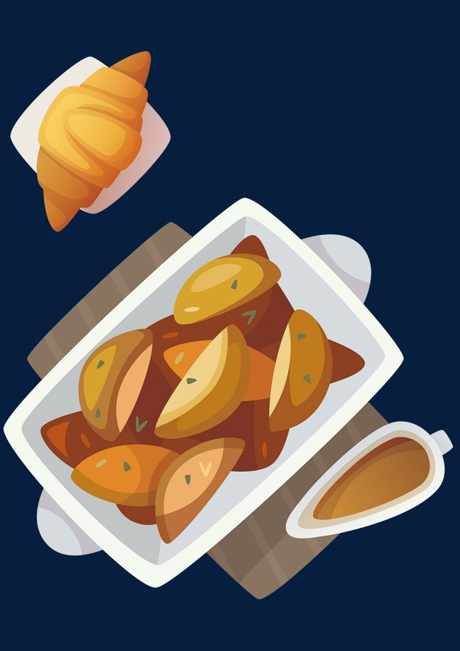 矢量卡通手绘西餐