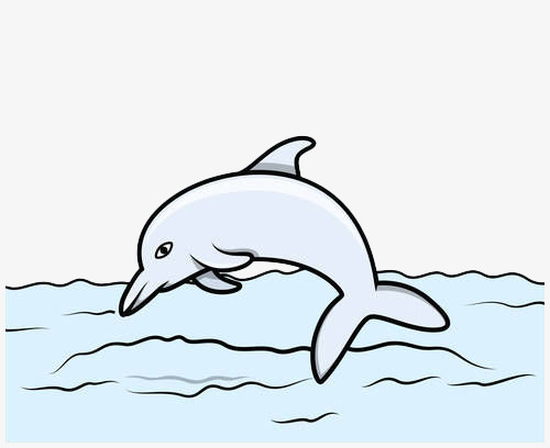手绘蓝色简约鲸鱼