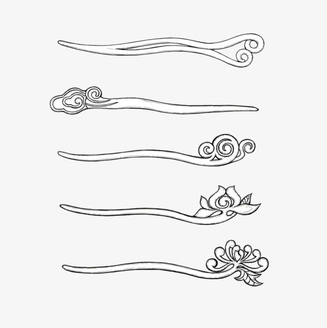 手绘古风金玉蝴蝶发簪插画