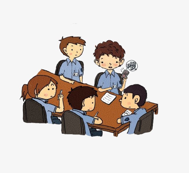 开会_一个开会接电话男子【高清卡通手绘png素材-90设计