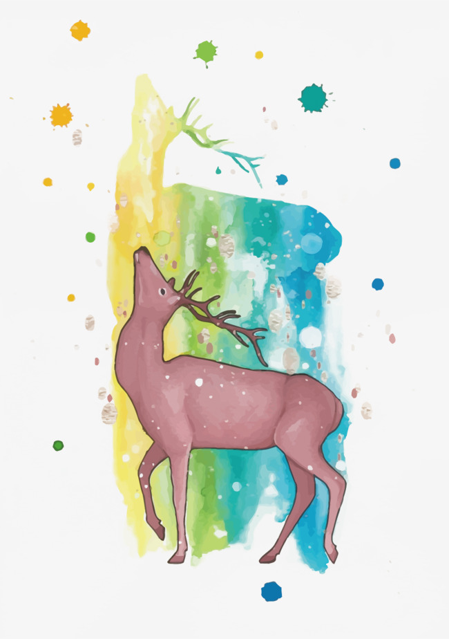 矢量水彩鹿