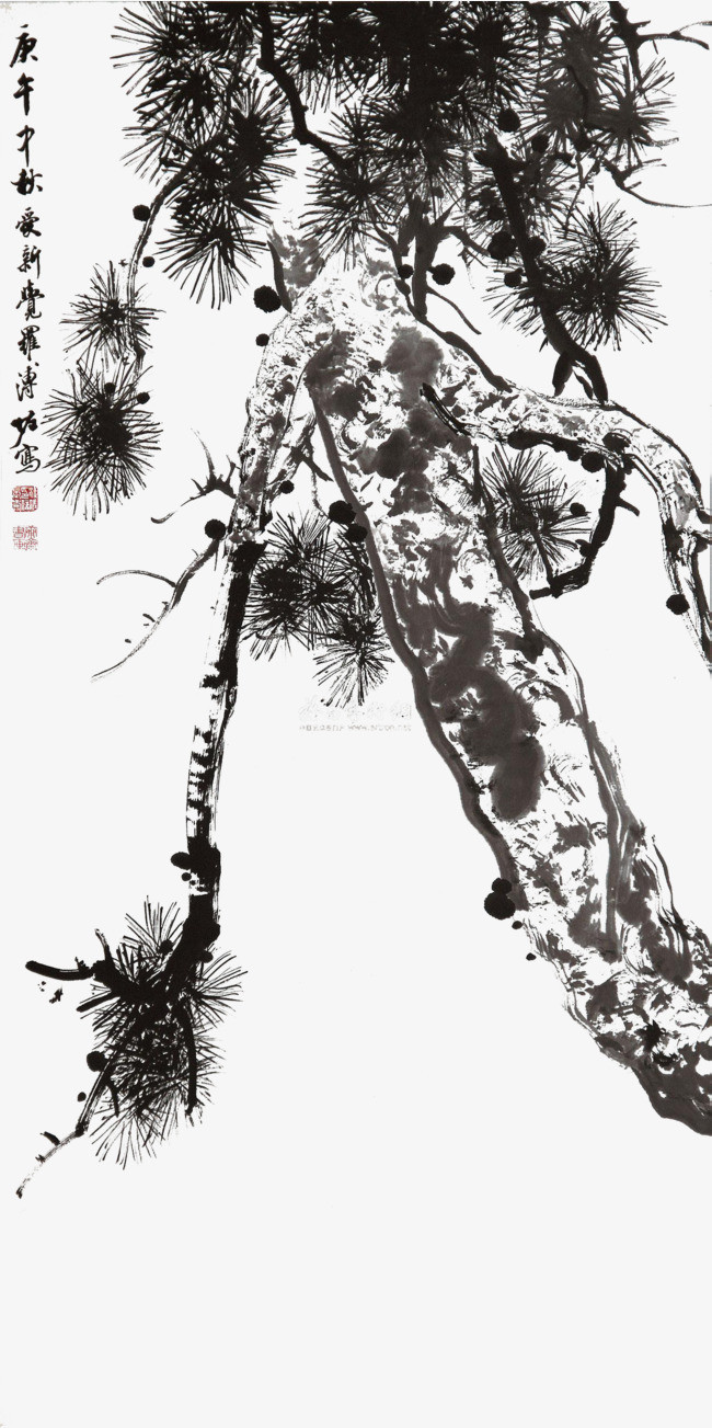 迎客松水墨画