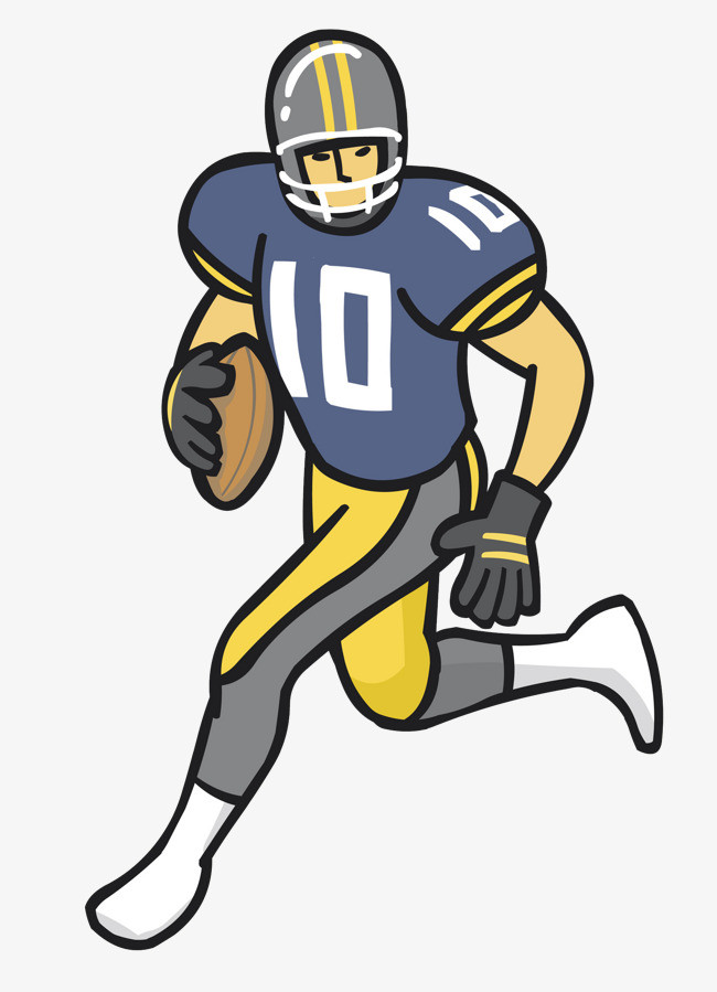 手绘拿橄榄球的运动员