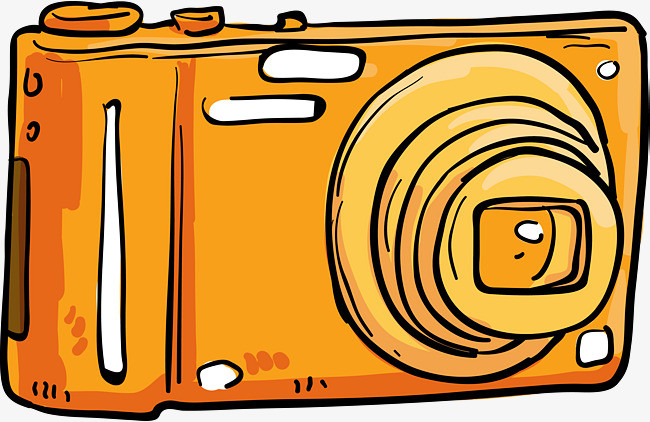 橙色水墨照相机矢量图png素材下载
