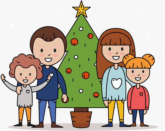 一家四口过圣诞