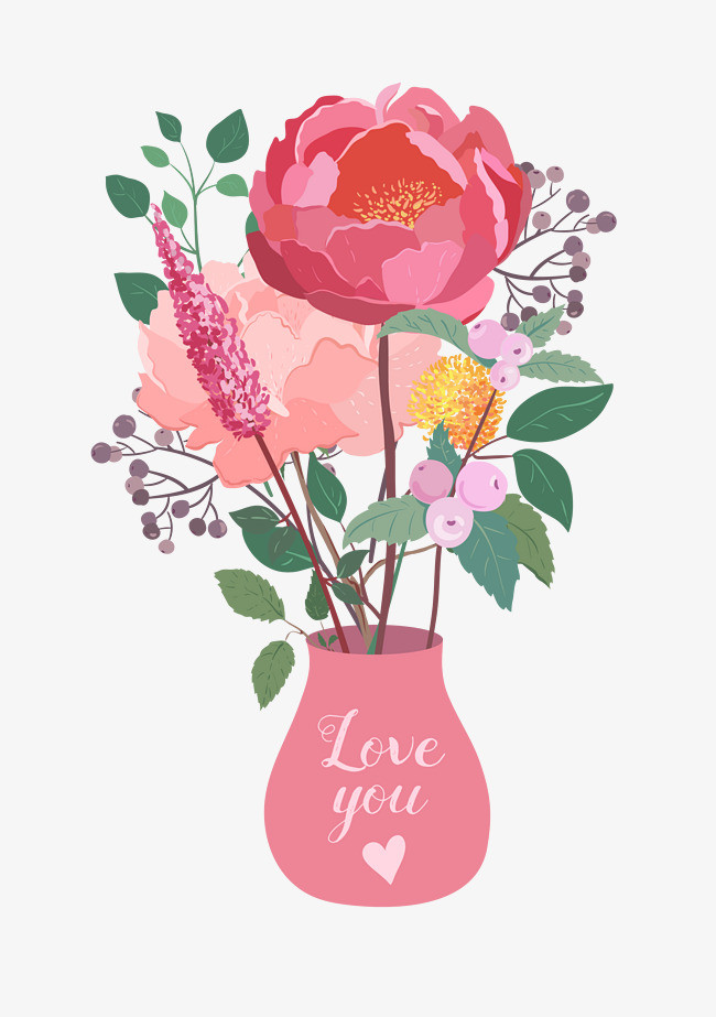 粉色花瓶插花