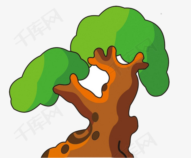 绿色卡通logo树干形状模型