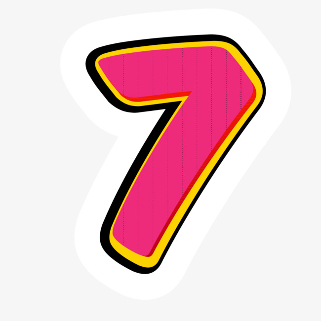 卡通涂鸦粉红数字7