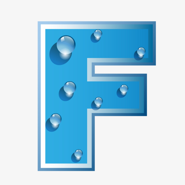 蓝色水珠字母f