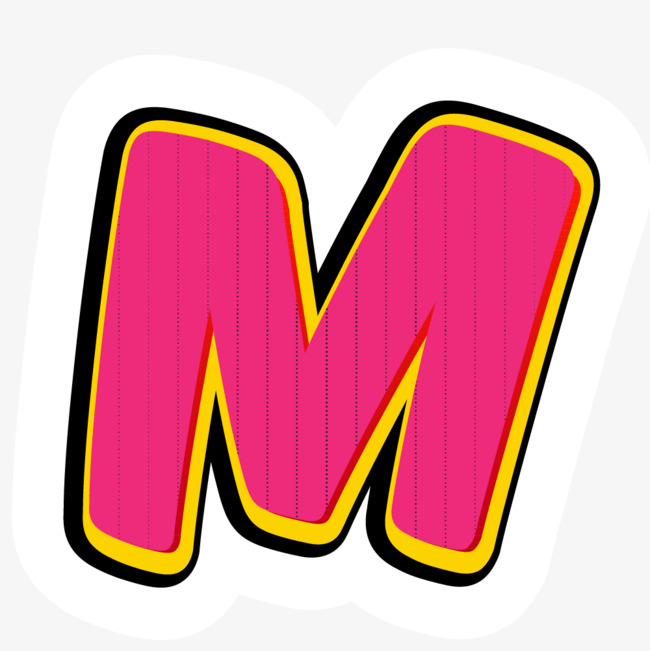 卡通英文字母m粉红色ppt样式