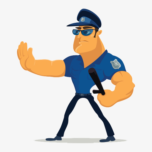 卡通拿电棒伸手禁止示意的保安