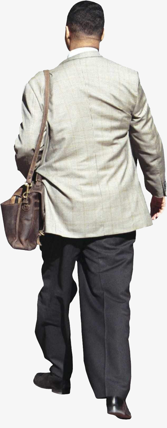 背着单肩包行走的男子背影图案